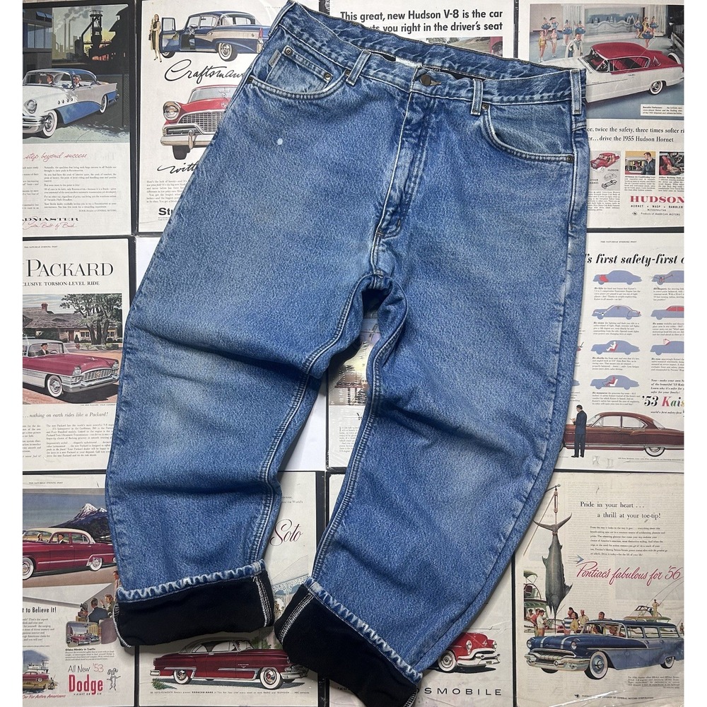 Vintage Carhartt B155 DST Fleece Lined Jeans Men's 38x32 Blue  Workwear